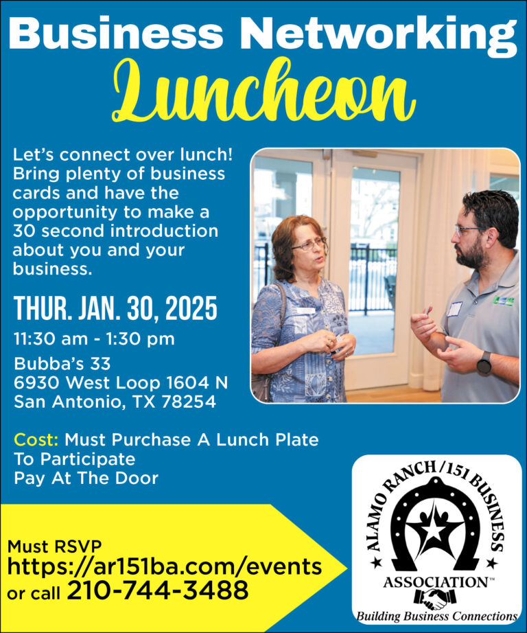 Alamo Ranch 151 Business Association Luncheon January 2025